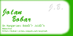 jolan bobar business card